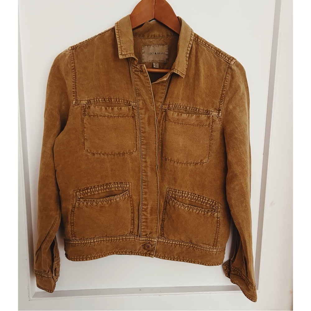 Women’s Lucky Brand Brown Linen Jacket Size Small